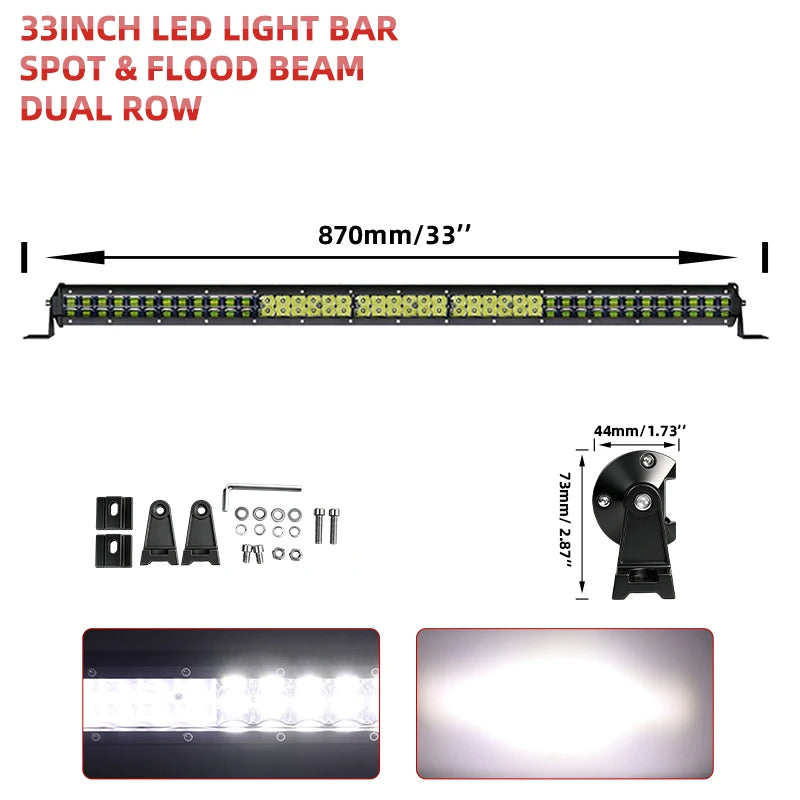 HL Led Driving Light Bar Double Rows Projector Lens 15Inch 20Inch 28Inch Spot+Flood Combo Beam for Offroad Cars SUV UTV 12V 24V
