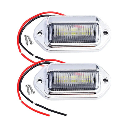 2-Pack of 6 LED White License Plate Lights for SUVs, Trucks, Trailers, and Vans