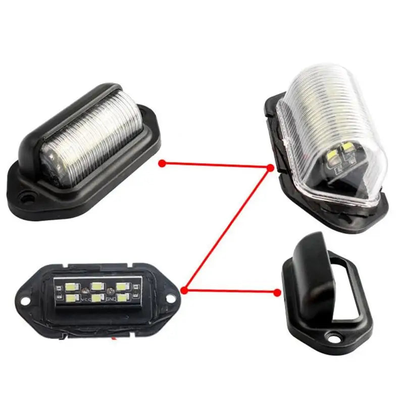 2-Pack of 6 LED White License Plate Lights for SUVs, Trucks, Trailers, and Vans