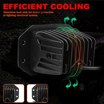 2X 5" Flush Mount Work off Road 12V 24V 40W Spot Beam LED Pods Light Bar for Car Truck Atv Jeep Headlight
