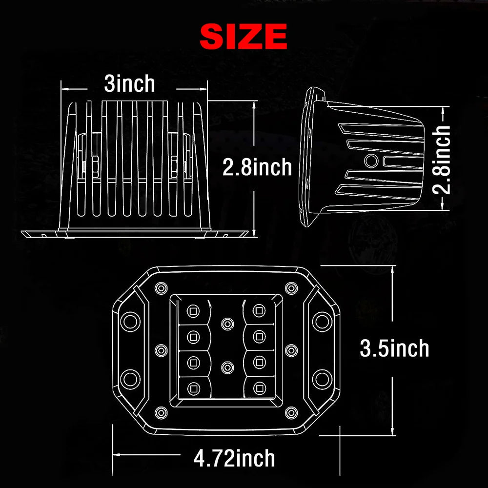 2X 5" Flush Mount Work off Road 12V 24V 40W Spot Beam LED Pods Light Bar for Car Truck Atv Jeep Headlight