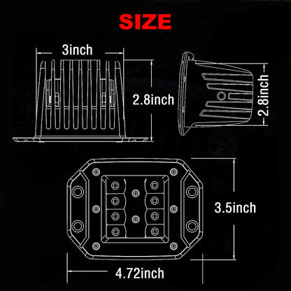 2X 5" Flush Mount Work off Road 12V 24V 40W Spot Beam LED Pods Light Bar for Car Truck Atv Jeep Headlight