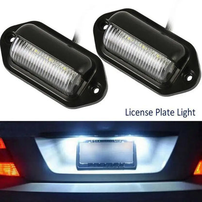 2-Pack of 6 LED White License Plate Lights for SUVs, Trucks, Trailers, and Vans