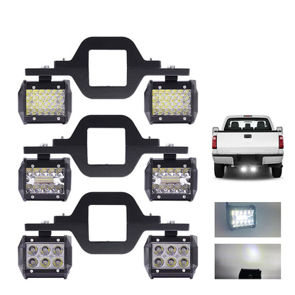 Universal Car Tow Hitch Hook Mount Bracket with 4'' 60W/72W/18W LED Work Light Fog Lamp Holder Rear Backup Off-Road Use Truck
