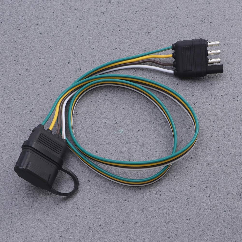 32-Inch 4-Pin Flat Wire Extension Connector for Male and Female Trailer Plugs