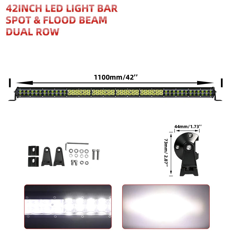 HL Led Driving Light Bar Double Rows Projector Lens 15Inch 20Inch 28Inch Spot+Flood Combo Beam for Offroad Cars SUV UTV 12V 24V