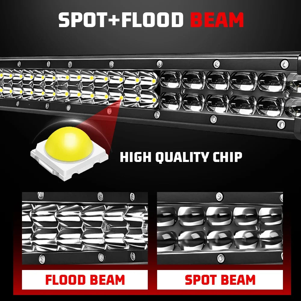 HL Led Driving Light Bar Double Rows Projector Lens 15Inch 20Inch 28Inch Spot+Flood Combo Beam for Offroad Cars SUV UTV 12V 24V