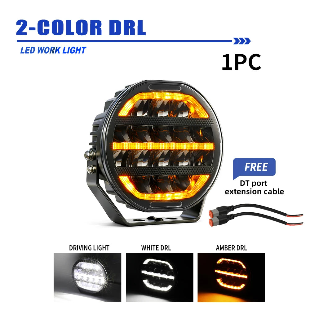 Led Driving Light 2 Color 6000K High Low Spot Flood Combo Beam 3500K Yellow DRL Welcome Flowing Light Foroff-Road Use