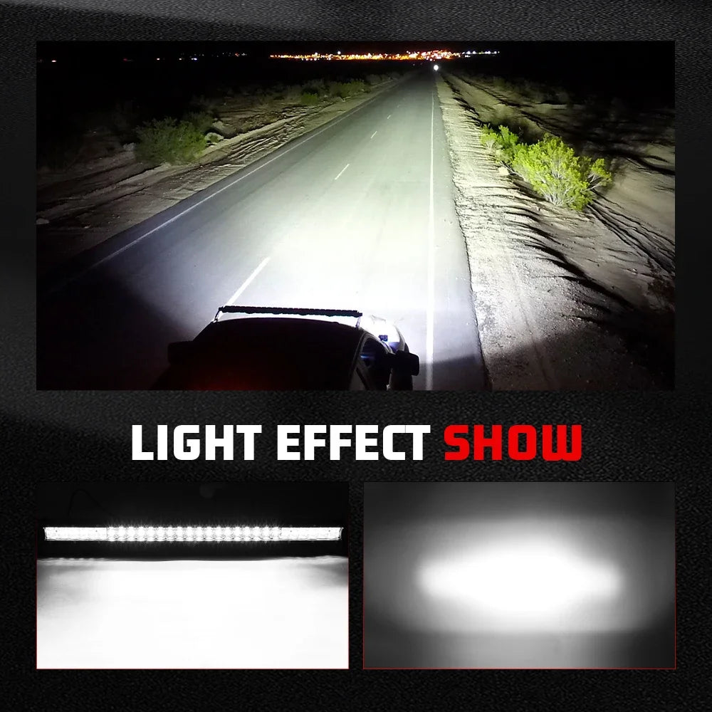 HL Led Driving Light Bar Double Rows Projector Lens 15Inch 20Inch 28Inch Spot+Flood Combo Beam for Offroad Cars SUV UTV 12V 24V