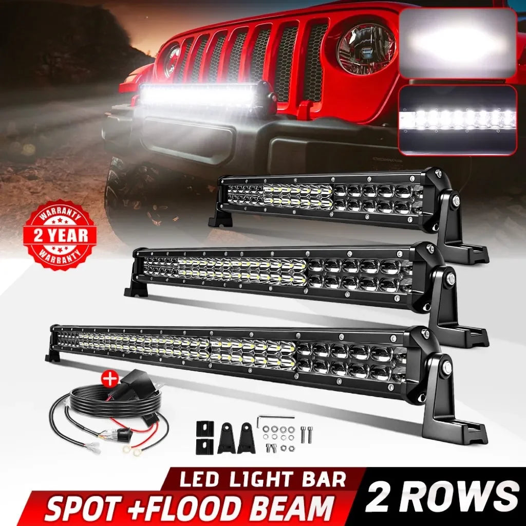 HL Led Driving Light Bar Double Rows Projector Lens 15Inch 20Inch 28Inch Spot+Flood Combo Beam for Offroad Cars SUV UTV 12V 24V