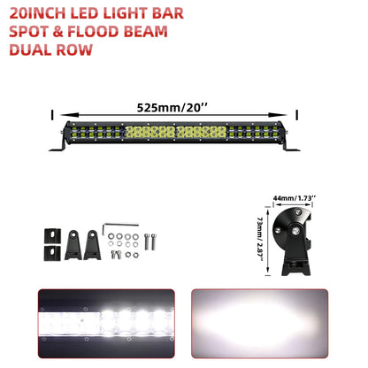 HL Led Driving Light Bar Double Rows Projector Lens 15Inch 20Inch 28Inch Spot+Flood Combo Beam for Offroad Cars SUV UTV 12V 24V