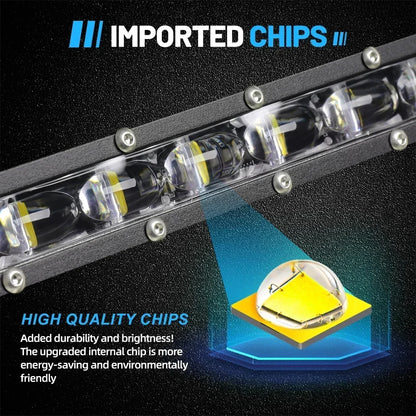 6D Ultra Slim LED Light Bar 1 Row 7Inch-50Inch Driving Light 6000K White for Offroad 4X4 SUV UTV IP68 12V 24Voff-Road Us