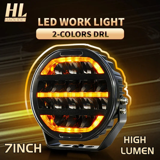 Led Driving Light 2 Color 6000K High Low Spot Flood Combo Beam 3500K Yellow DRL Welcome Flowing Light Foroff-Road Use