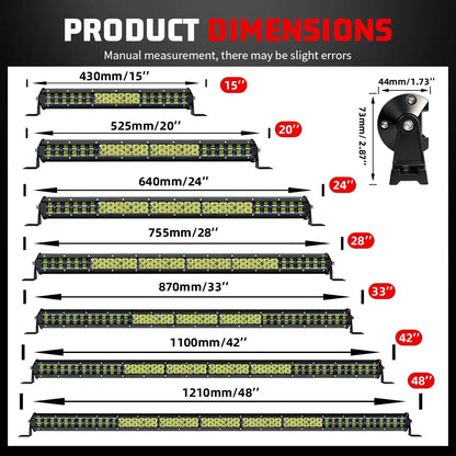 HL Led Driving Light Bar Double Rows Projector Lens 15Inch 20Inch 28Inch Spot+Flood Combo Beam for Offroad Cars SUV UTV 12V 24V