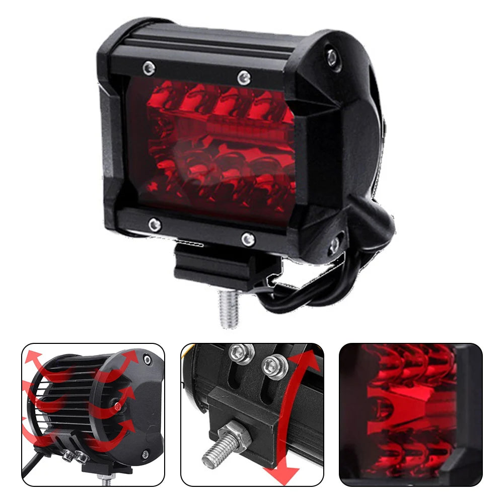 4 Inch LED Work Light Flood Spot Lights 9-32V 60W Super Light Driving Lamp for Offroad Car Truck ATV Red Car Lights