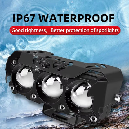 Dual Color LED Motorcycle Spotlight with Hi/Low Beam Fog Lamps for Vehicles - 12V/24V Mini Lens Headlight Driving Light