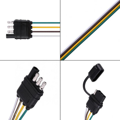 32-Inch 4-Pin Flat Wire Extension Connector for Male and Female Trailer Plugs