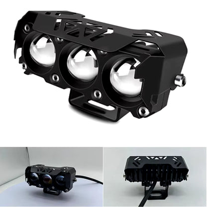 Dual Color LED Motorcycle Spotlight with Hi/Low Beam Fog Lamps for Vehicles - 12V/24V Mini Lens Headlight Driving Light