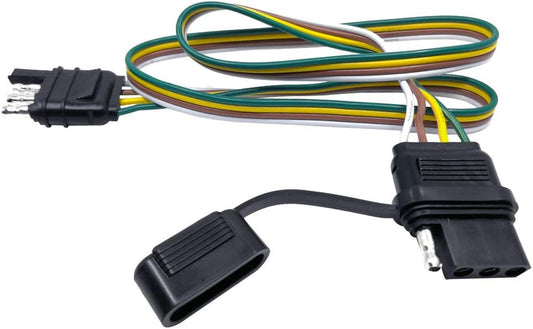 32-Inch 4-Pin Flat Wire Extension Connector for Male and Female Trailer Plugs