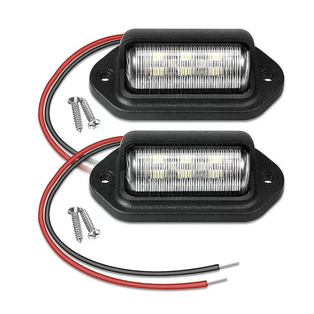 2-Pack of 6 LED White License Plate Lights for SUVs, Trucks, Trailers, and Vans