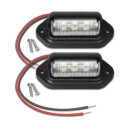 2-Pack of 6 LED White License Plate Lights for SUVs, Trucks, Trailers, and Vans