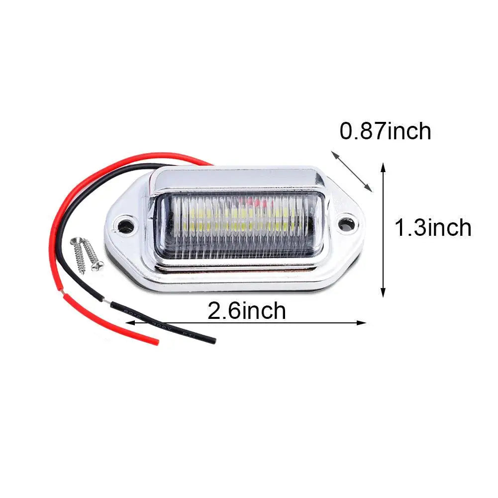 2-Pack of 6 LED White License Plate Lights for SUVs, Trucks, Trailers, and Vans