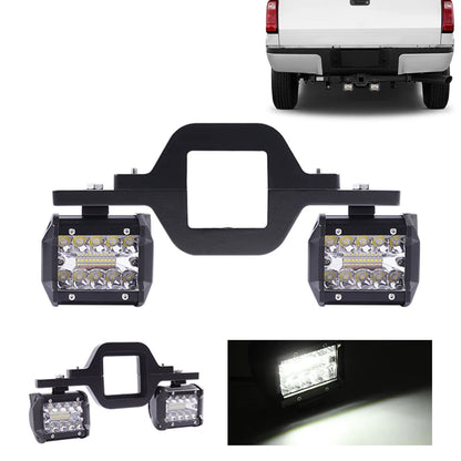 Universal Car Tow Hitch Hook Mount Bracket with 4'' 60W/72W/18W LED Work Light Fog Lamp Holder Rear Backup Off-Road Use Truck