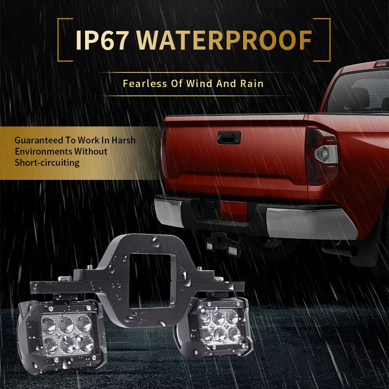 Universal Car Tow Hitch Hook Mount Bracket with 4'' 60W/72W/18W LED Work Light Fog Lamp Holder Rear Backup Off-Road Use Truck